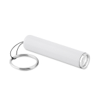Porte-clés lampe torche cylindrique et coloré avec logo Logolight couleur blanc troisième vue