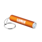 Porte-clés lampe torche cylindrique et coloré avec logo Logolight couleur orange troisième vue principale