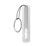 Porte-clés lampe torche cylindrique et coloré avec logo Logolight couleur argenté