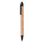 Stylo avec corps en liège et bouton poussoir à encre bleue Suber couleur noir deuxième vue