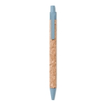 Stylo avec corps en liège et bouton poussoir à encre bleue Suber couleur bleu