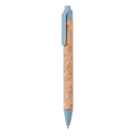 Stylo avec corps en liège et bouton poussoir à encre bleue Suber couleur bleu deuxième vue