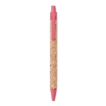 Stylo avec corps en liège et bouton poussoir à encre bleue Suber couleur rouge