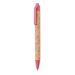 Stylo avec corps en liège et bouton poussoir à encre bleue Suber couleur rouge deuxième vue
