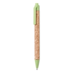Stylo avec corps en liège et bouton poussoir à encre bleue Suber couleur vert deuxième vue