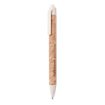 Stylo avec corps en liège et bouton poussoir à encre bleue Suber couleur beige deuxième vue principale