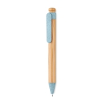 Stylo écologiques personnalisés en bambou avec encre bleue ColorTip couleur bleu deuxième vue