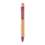 Stylo écologiques personnalisés en bambou avec encre bleue ColorTip couleur rouge