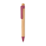 Stylo écologiques personnalisés en bambou avec encre bleue ColorTip couleur rouge deuxième vue
