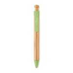 Stylo écologiques personnalisés en bambou avec encre bleue ColorTip couleur vert