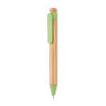 Stylo écologiques personnalisés en bambou avec encre bleue ColorTip couleur vert deuxième vue