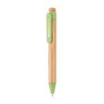 Stylo écologiques personnalisés en bambou avec encre bleue ColorTip couleur vert deuxième vue principale