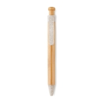 Stylo écologiques personnalisés en bambou avec encre bleue ColorTip couleur beige