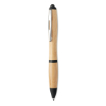 Stylo bambou avec bouton-poussoir et détails ABS Encre bleue Colorwood couleur noir deuxième vue