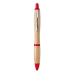 Stylo bambou avec bouton-poussoir et détails ABS Encre bleue Colorwood couleur rouge