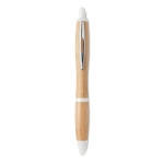 Stylo bambou avec bouton-poussoir et détails ABS Encre bleue Colorwood couleur blanc