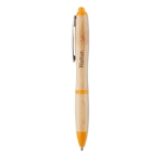 Stylo bambou avec bouton-poussoir et détails ABS Encre bleue Colorwood couleur orange troisième vue principale