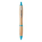 Stylo bambou avec bouton-poussoir et détails ABS Encre bleue Colorwood couleur turquoise