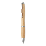 Stylo bambou avec bouton-poussoir et détails ABS Encre bleue Colorwood couleur argenté mat deuxième vue