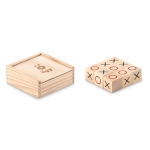 Jeu du morpion dans une boîte en bois pour cadeau d'entreprise couleur bois vue principale