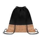 Sacs cordon avec logo en coton 160g/m2 et détail en liège Corizza couleur noir