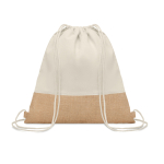 Sac cordon personnalisé en coton 160g/m2 et jute Natural couleur beige
