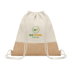 Sac cordon personnalisé en coton 160g/m2 et jute Natural couleur beige vue principale