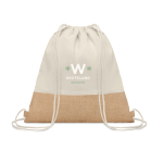 Sac cordon personnalisé en coton 160g/m2 et jute Natural couleur beige deuxième vue principale