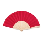 Éventail personnalisé pas cher en bois et polyester Woodster couleur rouge