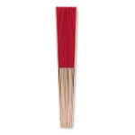 Éventail personnalisé pas cher en bois et polyester Woodster couleur rouge deuxième vue