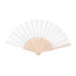Éventail personnalisé pas cher en bois et polyester Woodster couleur blanc