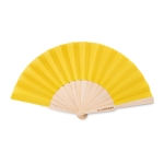 Éventail personnalisé pas cher en bois et polyester Woodster couleur jaune vue principale