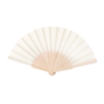Éventail personnalisé pas cher en bois et polyester Woodster couleur beige