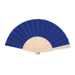 Éventail personnalisé pas cher en bois et polyester Woodster couleur bleu roi
