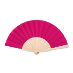 Éventail personnalisé pas cher en bois et polyester Woodster couleur fuchsia