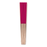 Éventail personnalisé pas cher en bois et polyester Woodster couleur fuchsia deuxième vue