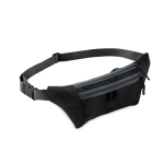 Sac banane publicitaire en polyester avec plusieurs poches Doublezip couleur noir