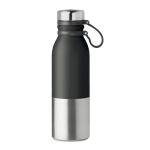 Gourde isotherme personnalisée anti-fuites bicolore 600 ml DoubleTwist couleur noir