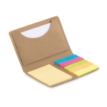 Porte-cartes avec bloc-notes et autocollants de 5 couleurs Pocket couleur beige