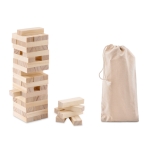 Jeu en bois pour toute la famille dans une pochette en coton Tower couleur bois