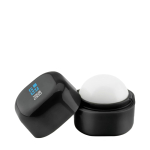Boule de baume à lèvres publicitaire dans une boîte FPS 15 LipCube couleur noir vue avec zone d'impression