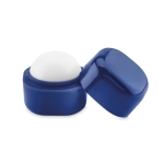 Boule de baume à lèvres publicitaire dans une boîte FPS 15 LipCube couleur bleu