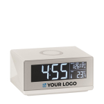 Réveil avec chargeur de téléphone portable sans fil Morning couleur blanc vue avec zone d'impression