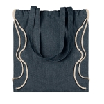 Sac cordon à longues anses en coton recyclé 140g/m2 Reciclo couleur bleu deuxième vue