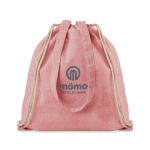 Sac cordon à longues anses en coton recyclé 140g/m2 Reciclo couleur rouge vue principale