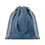 Sac cordon à longues anses en coton recyclé 140g/m2 Reciclo couleur bleu roi
