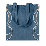 Sac cordon à longues anses en coton recyclé 140g/m2 Reciclo couleur bleu roi deuxième vue