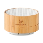 Enceinte Bluetooth personnalisée pas chère en bambou Bamboo couleur blanc vue principale