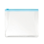 Trousse de toilette publicitaire pas chère, PVC transparent CabinCrew couleur bleu transparent