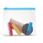 Trousse de toilette publicitaire pas chère, PVC transparent CabinCrew couleur bleu transparent deuxième vue